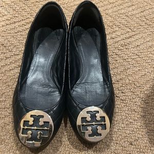 Tory Burch Laura Quilted Ballet Flat Black sz 9